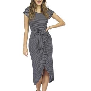 Papillon Pleat Striped Dress - Size M
